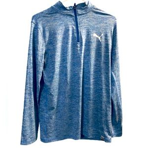 Puma long sleeve 1/4 zip vented pullover, boys xl 18, blue
